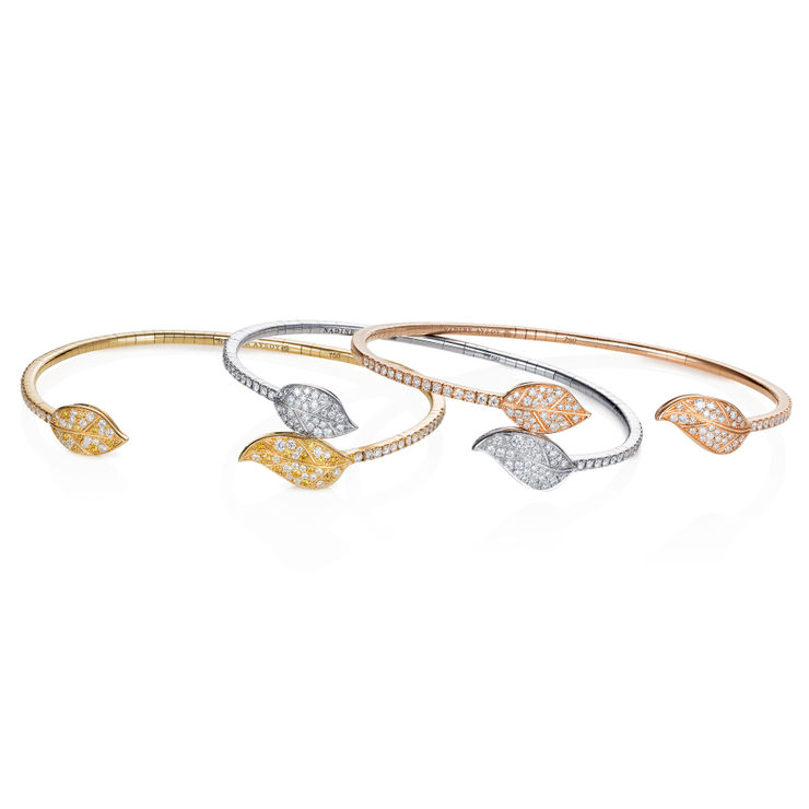 Nadine Aysoy, PETITE FEUILLES - BRACELET - YELLOW WHITE ROSE GOLD
