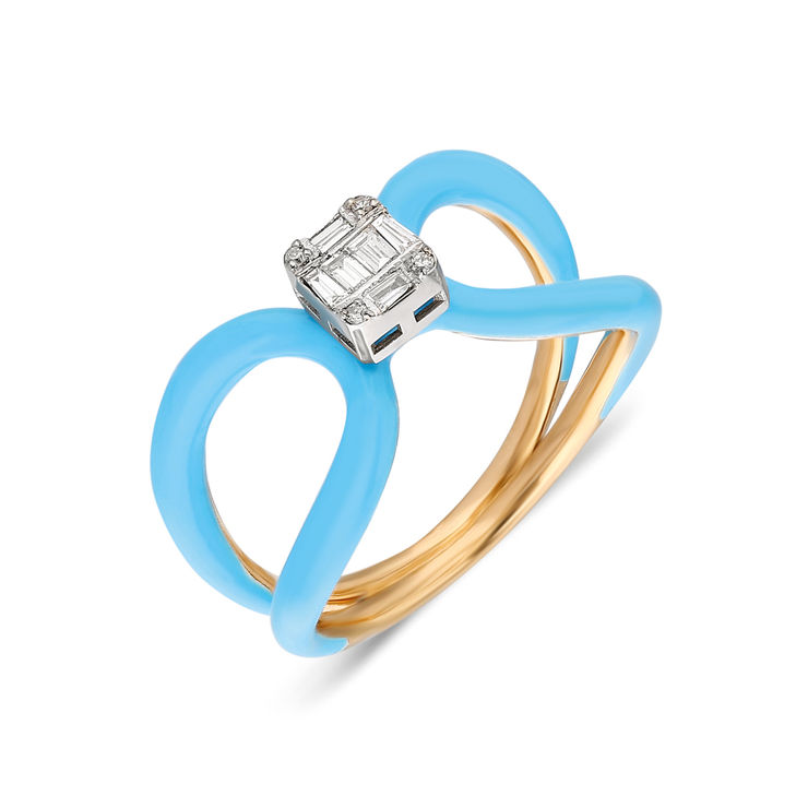 Terzihan, Fizzy: Twisted Ring with Turquoise Enamel