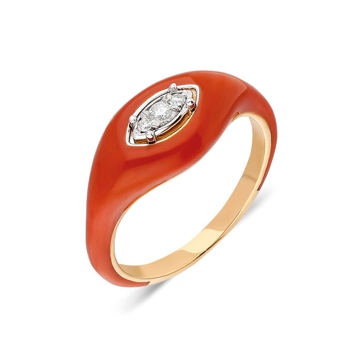 Terzihan, Fizzy: Slim Fizzy Ring with Marquise Cut Solitaire - Red