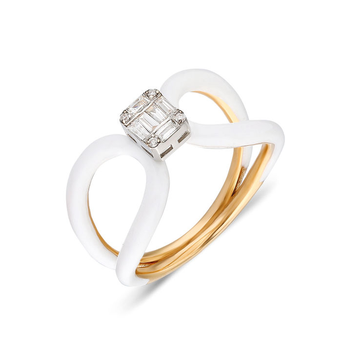 Terzihan, Fizzy: Twisted Ring with White Enamel