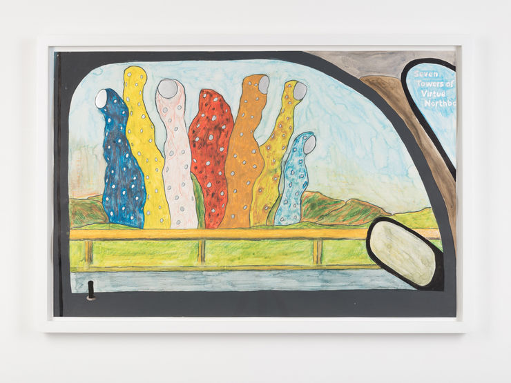 Nicholas Pope, The Towers of Virtue from the motorway southbound, 1998