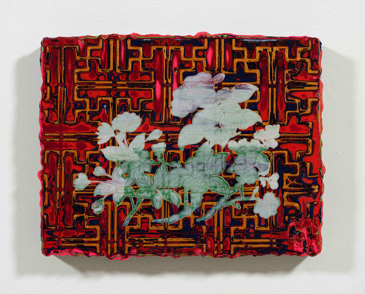 蘇孟鴻, 仿卍字文螺鈿小品（紅底）, 2022