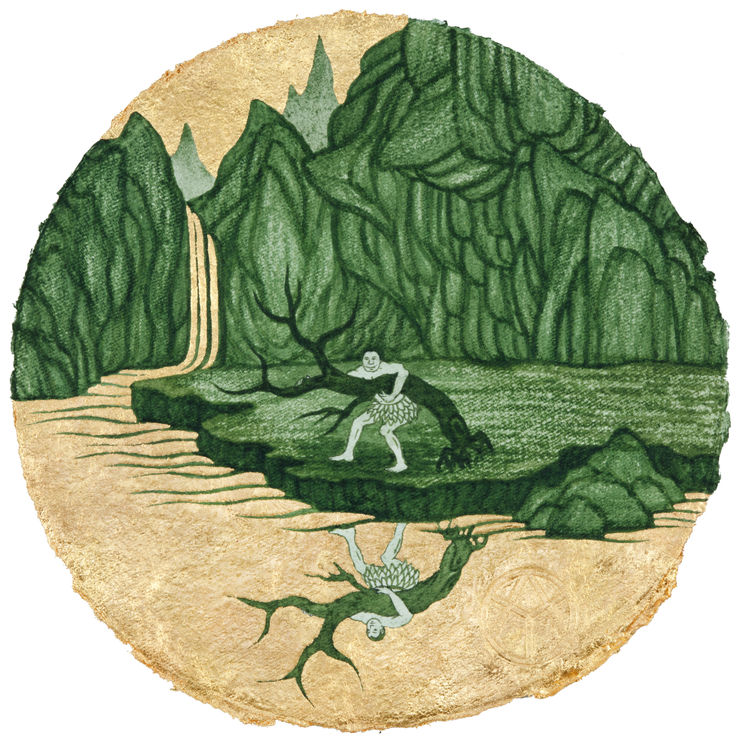 天龍（國）八部：顧影自嗨 （改繪蕭雲從《離騷圖》）Hedonist: Water Reflection Is Better