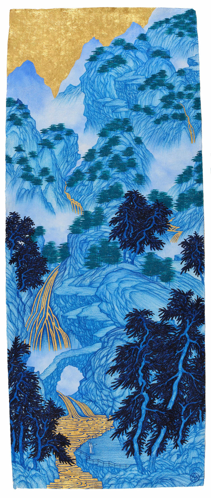 姚瑞中 Yao Jui-chung, 好時光-自拍圖(臨文嘉《倣沈周廬山詩畫圖》), 2016