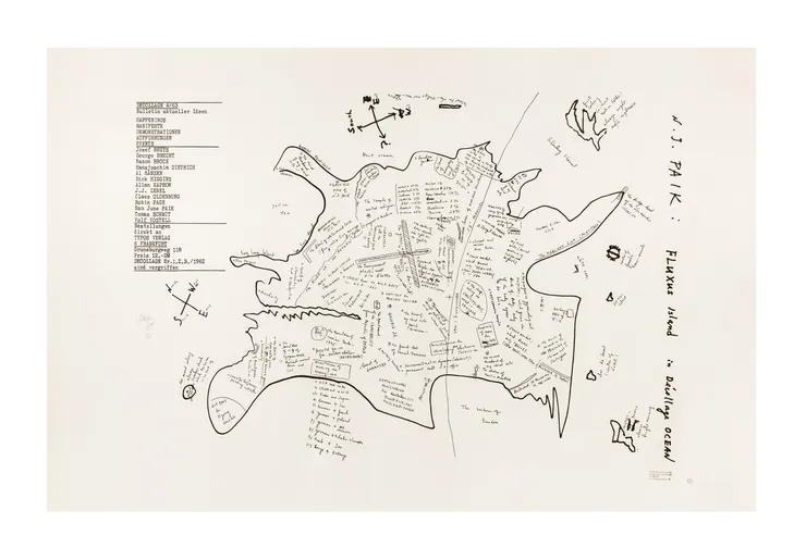 Nam June Paik, Fluxus Island in Décollage Ocean, 1962, 1989