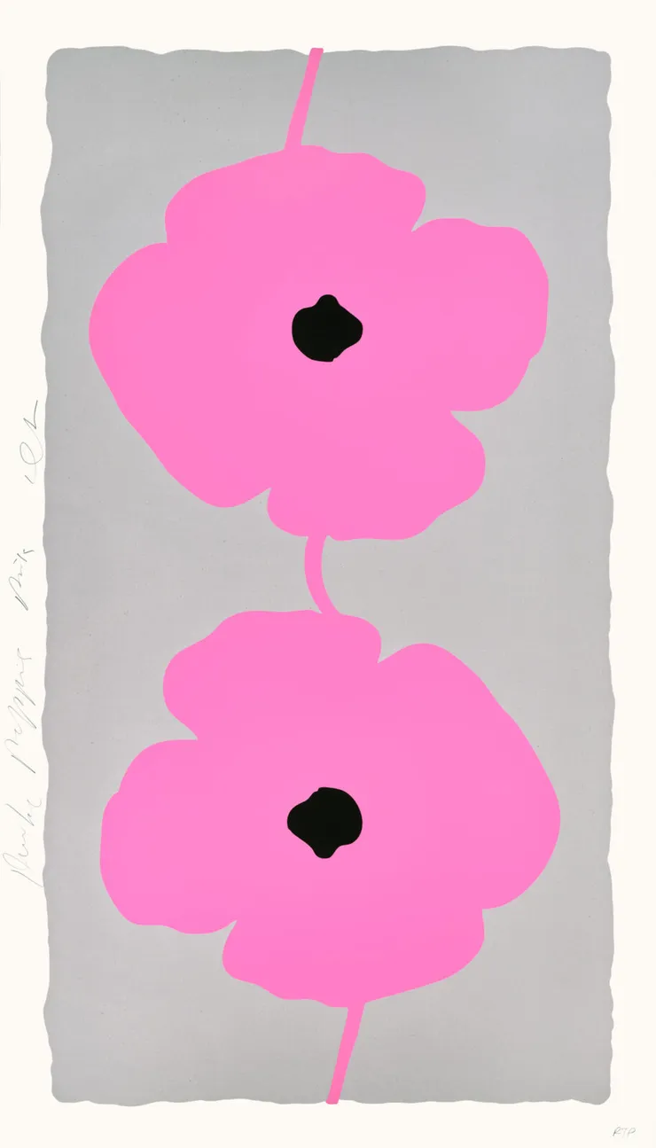 Donald Sultan, Double Poppies White, 2025