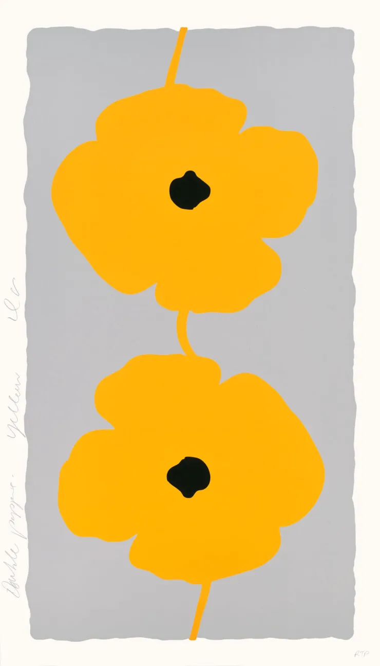 Donald Sultan, Double Poppies White, 2025