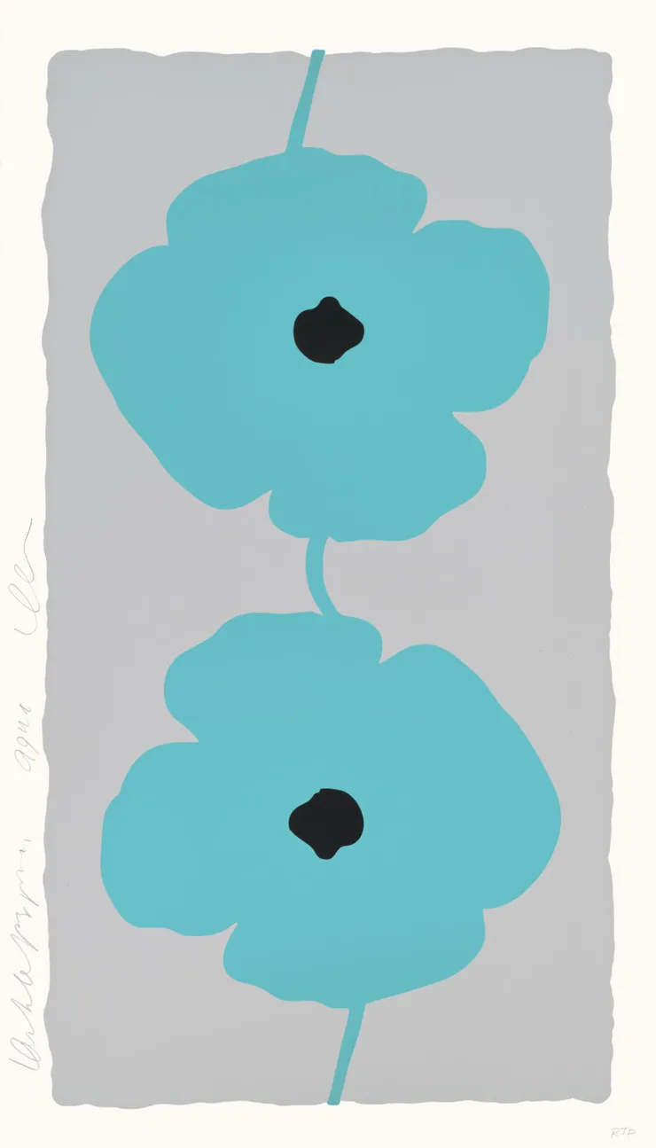 Donald Sultan, Double Poppies White, 2025