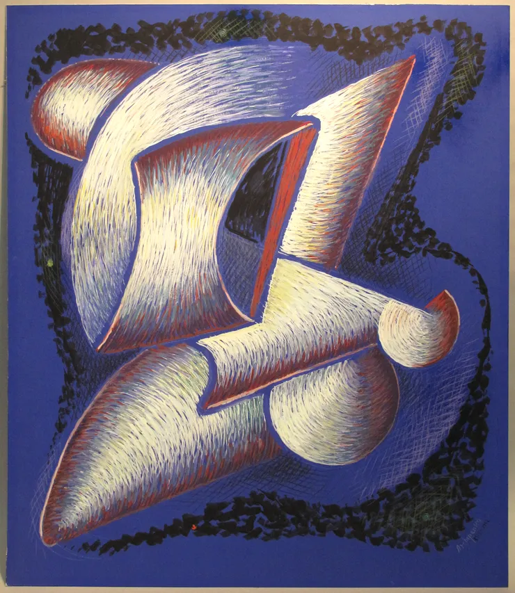 Alexander Archipenko - Form on Blue Background, 1962