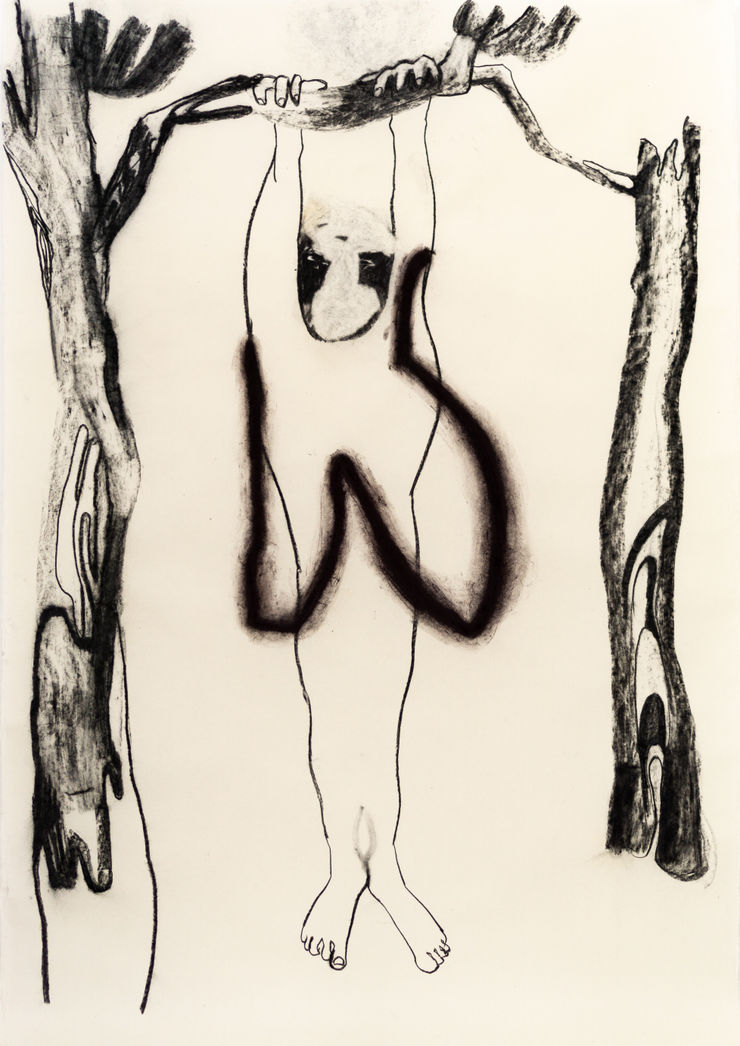 Yi Youjin Hang out, 2020 pastel, charcoal on korean paper hanji 200 x 140 cm