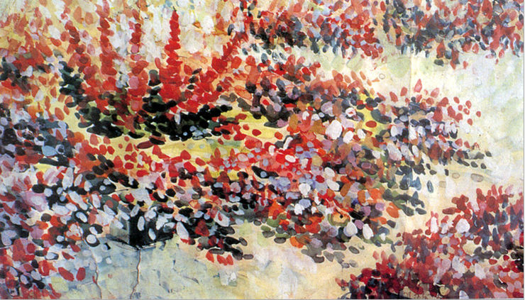 Ahn Chang-Hong 사루비아 꽃밭, 1971 water color on paper 25 x 30 cm