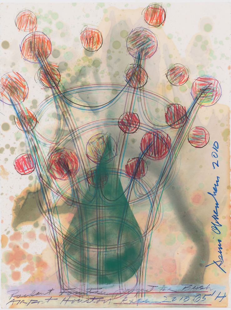Dennis Oppenheim Radiant Fountains, 2010 pencil, colored pecil, oil wash, oil pastel spray paint on paper 76 x 57 cm