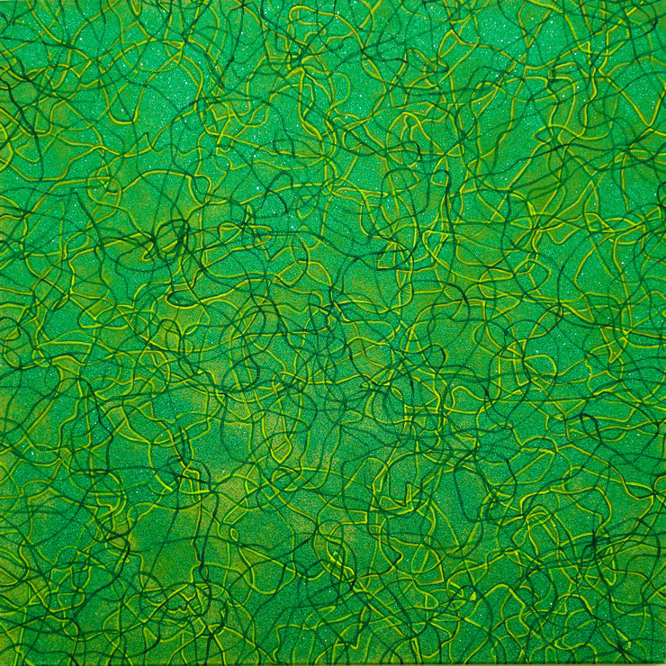 KENGO KITO cosmic dust (green), 2010 oil,canvas,glitter 70 x 70 cm