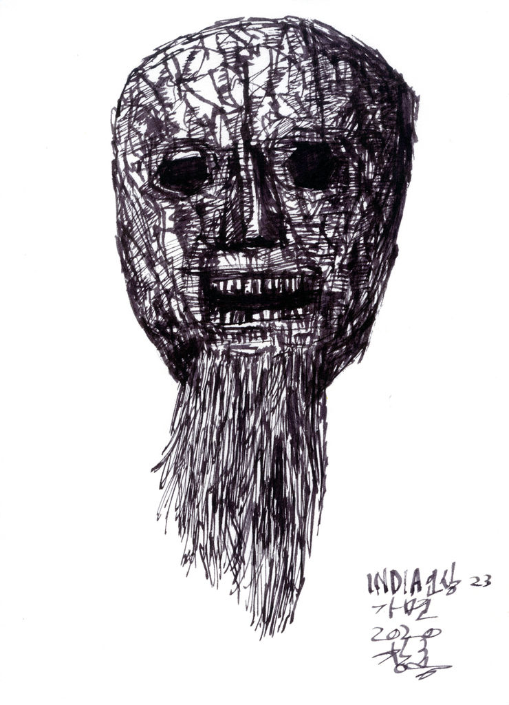 Ahn Chang-Hong 인도풍경 Trip to India, 2020 pen on paper 20 x 14 cm