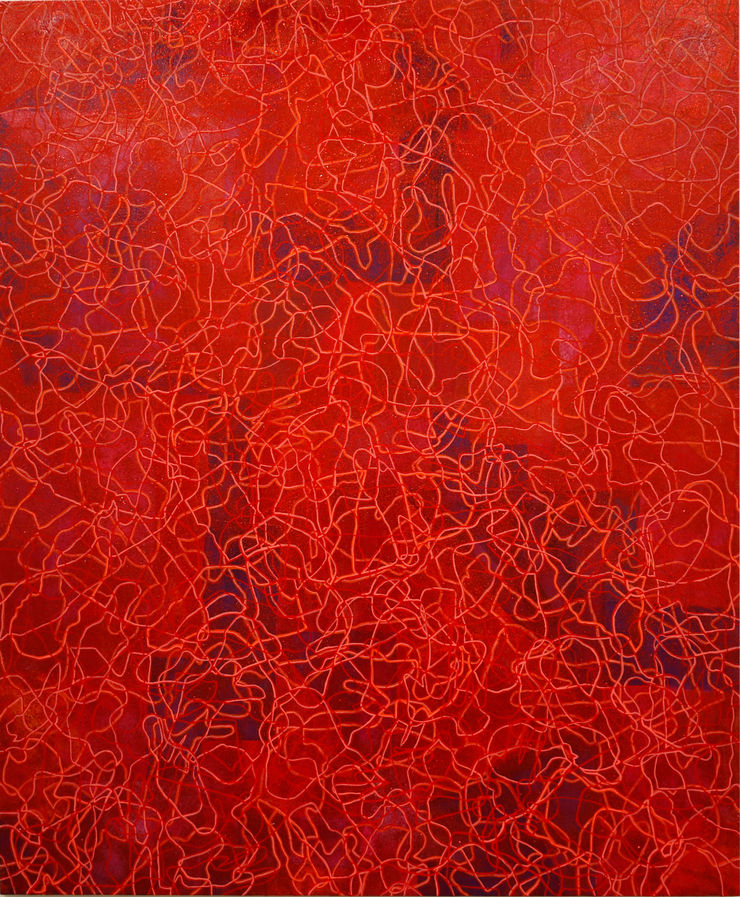 KENGO KITO cosmic dust (red), 2010 oil,canvas,glitter 170 x 140 cm