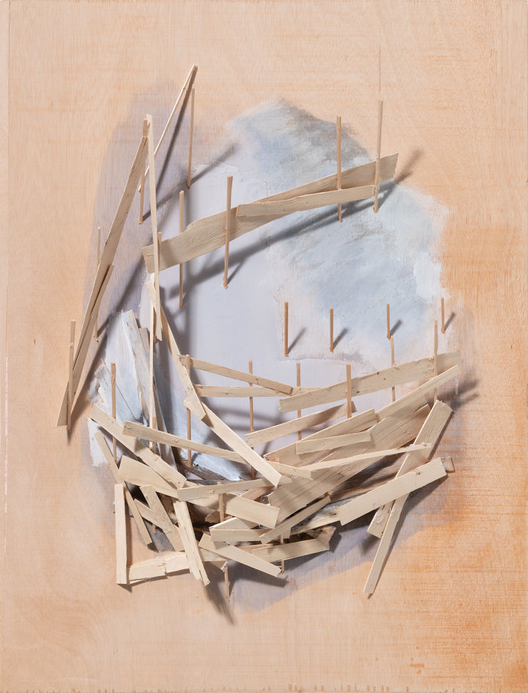 Tadashi Kawamata Building plan no 23, 2024 wood and acrylic paint on plywood 100 x 76 x 8 cm