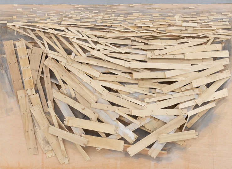 Tadashi Kawamata Destruction no 64, 2021 wood and acrylic paint on plywood 153 x 210 x 15 cm