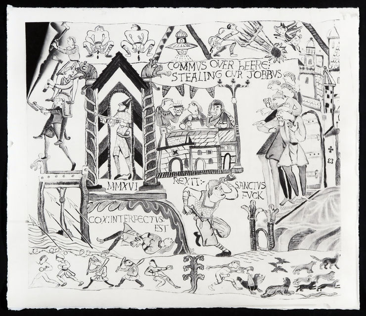 Robert McNally, Inselaffen (Alternative ending to the Bayeux tapestry No.1), 2017