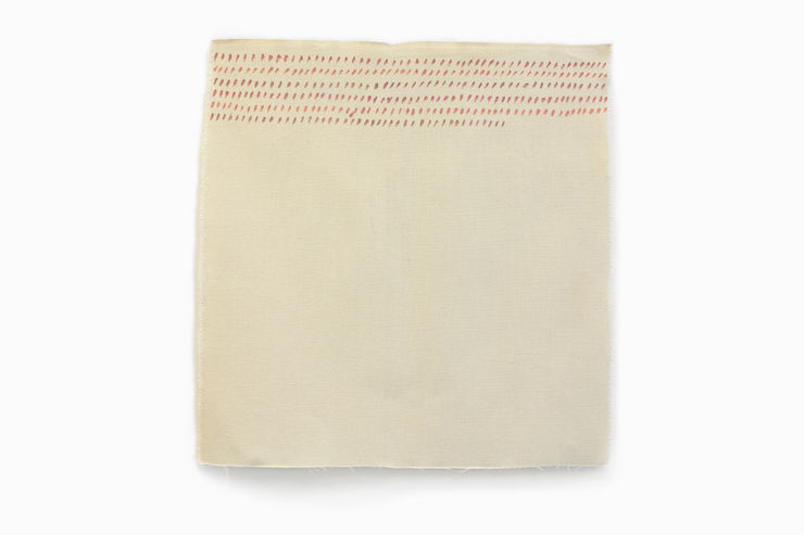 Giorgio Griffa : Orizzontale, 1975, 50x50 cm, 19 3_4 x 19 3_4 in, acrilico su juta