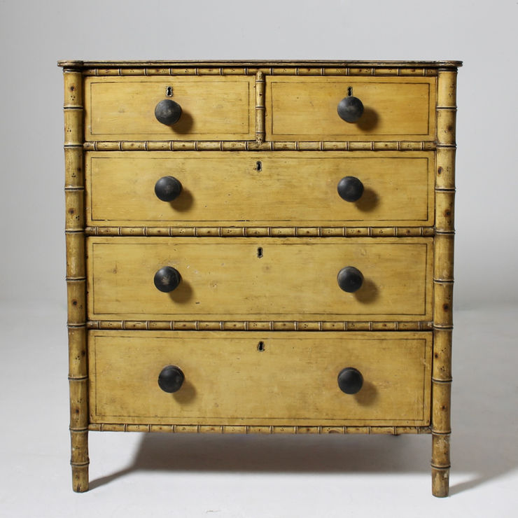 Regency Original Painted Faux Bamboo Chest Of Drawers ( sold )