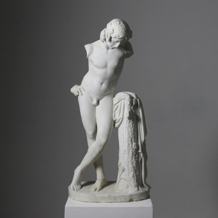 William Theed The Younger Carved Marble Figure Of Narcissus ( sold )