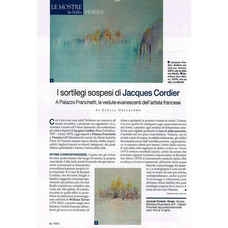 The Suspended Spells of Jacques Cordier, At Palazzo Franchetti, the evanescent views of the French artist