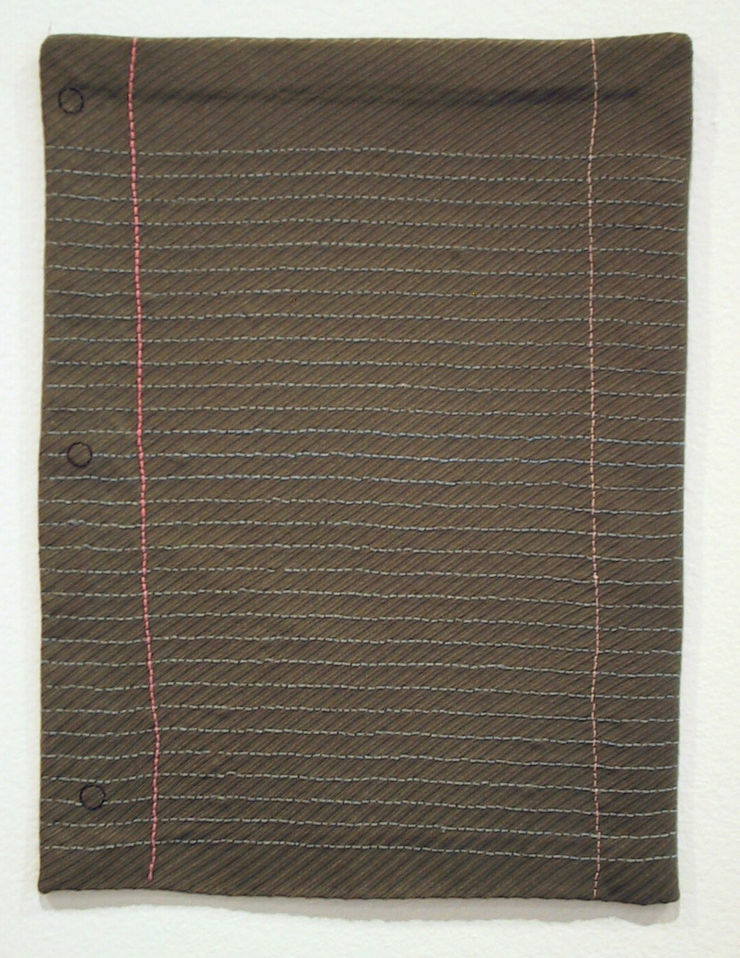 Untitled from the Notebook Paper Series (green), 2004 embroidery 10 1/2 x 8 in.