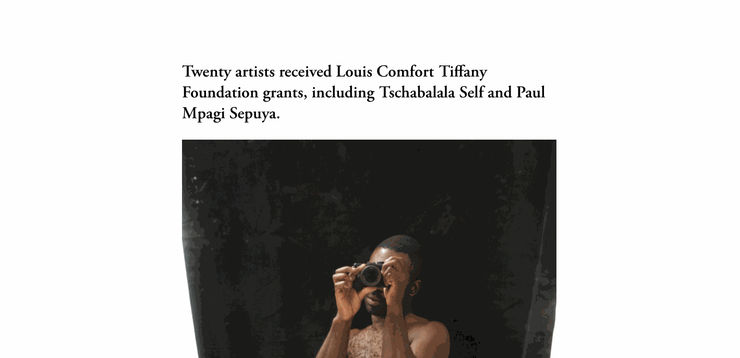 Twenty artists received Louis Comfort Tiffany Foundation grants