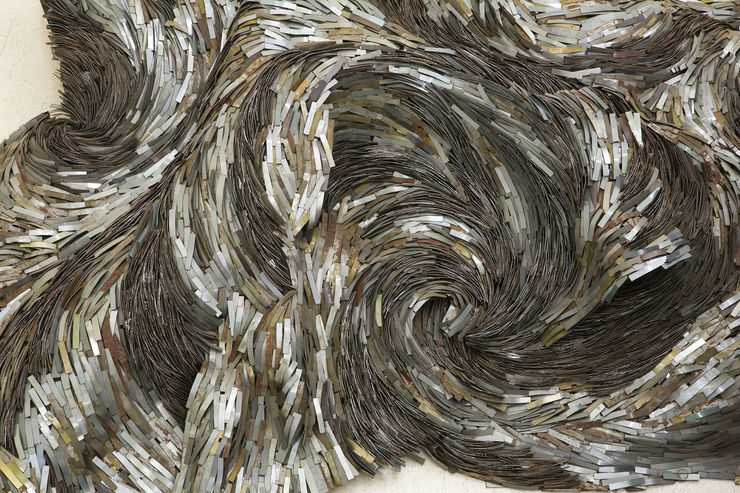 Sakshi Gupta | No Title (From the Series, 'I Marvel at Your Forgetfulness), 2017 | Metal scrap, magnet, Dimensions variable | Detail