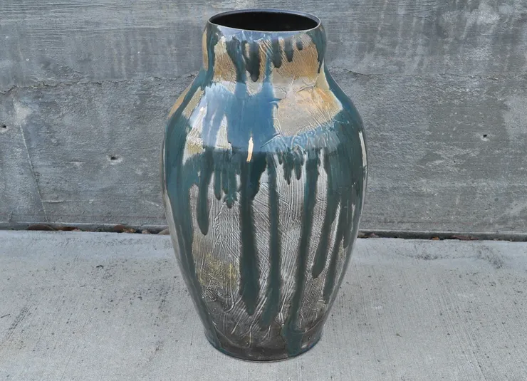 Gerbi Tsesarskaia, Tall Vase in Orange & Teal, 2021