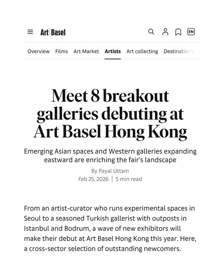 Meet 8 breakout galleries debuting at Art Basel Hong Kong
