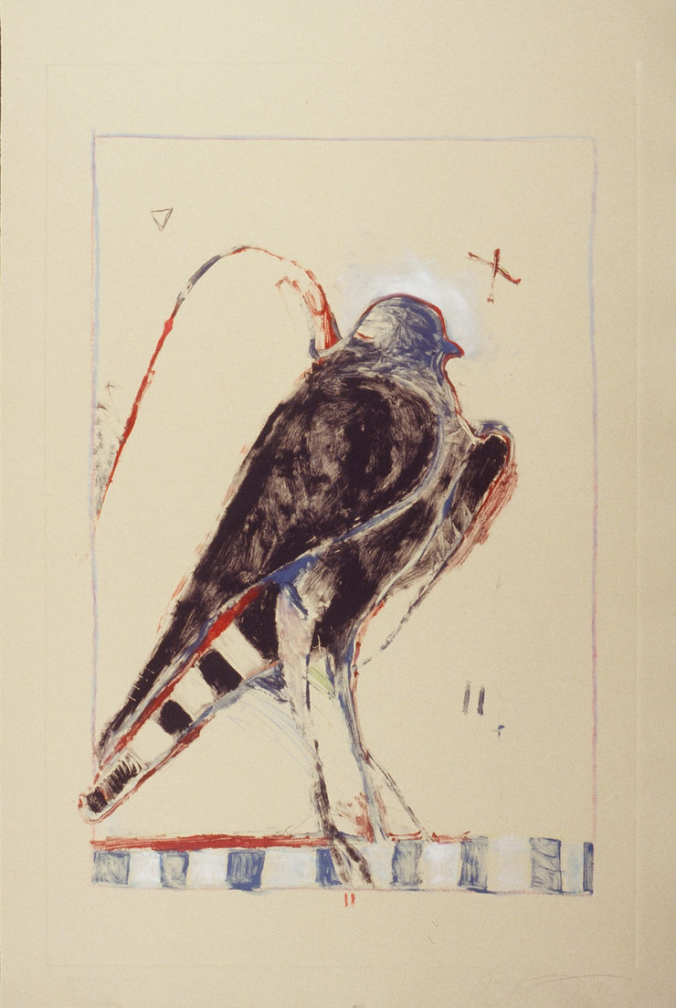 Rick Bartow (1946-2016), Hawk II/red X, 1992