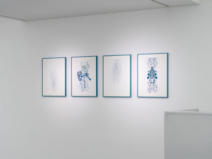 Blue Humming Of The Deep 2025 Mixed Media On Paper 32 X 45 Cm Ea