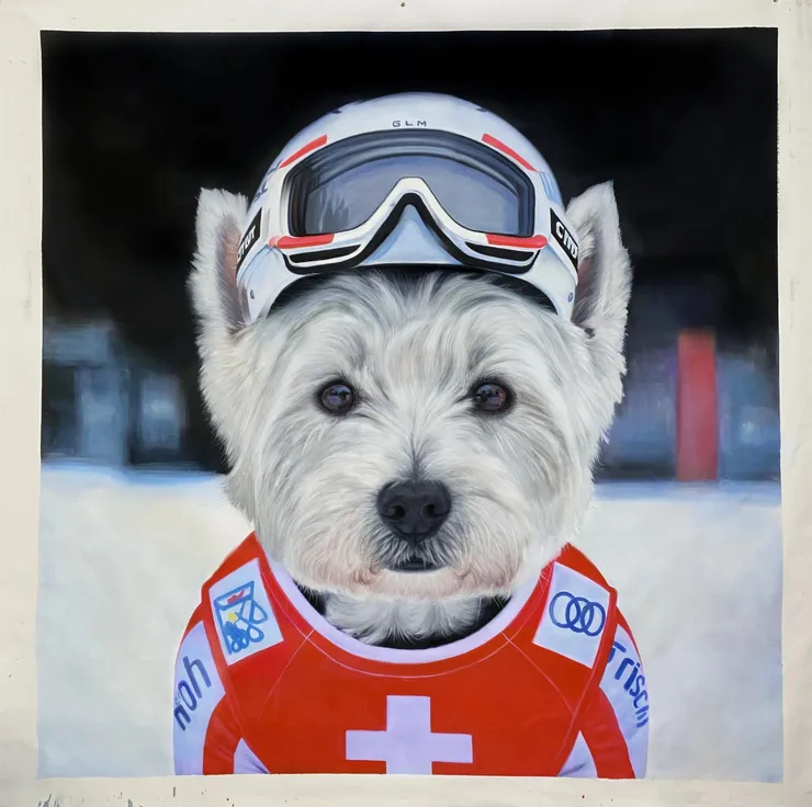 "Swiss Alpine Ace - The Westie Skier" (2025) - $5,000