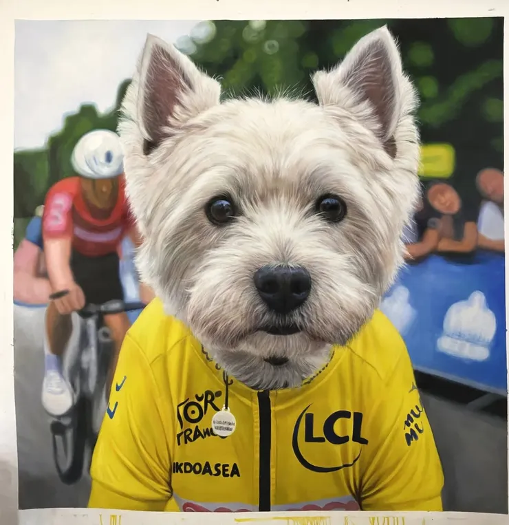 "Maillot Jaune - The Tour de France Westie Terrier Cyclist" (2025) - $5,000