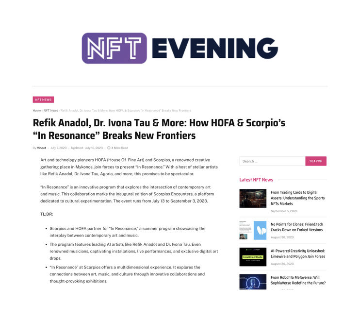 Nft Evening, Refik Anadol