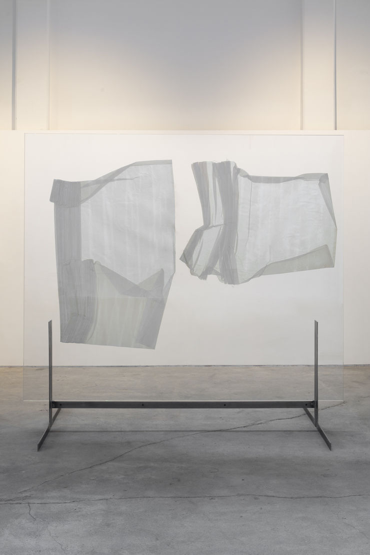 Lukas Gschwandtner Window 1, 2023 Glass, canvas and steel 220 x 240 x 112 cm (86.6 x 94.5 x 44.1 in)