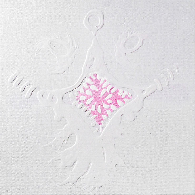 JAWS, 2018 Enamel and acrylic paint on canvas 40 x 40 cm GKF0031