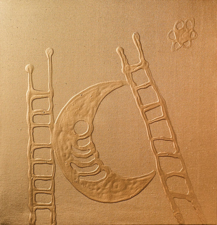 Á milli himnastiga / Between Stairs of Heaven, 2017 Acrylic paint and ink on canvas 50 x 50 cm GKF0023