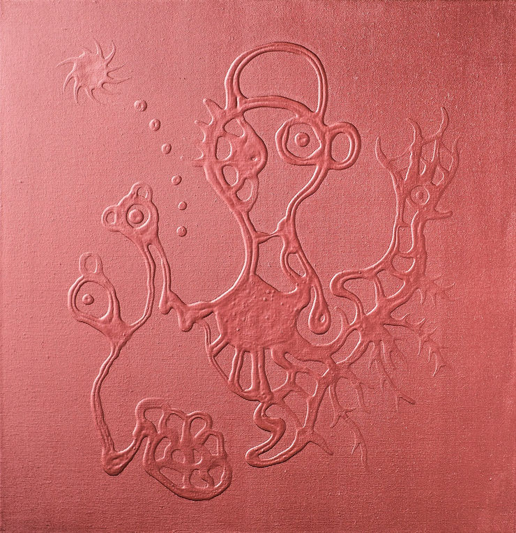Georg og Drekinn / George abd the Dragon, 2018 Acrylic paint on canvas 50 x 50 cm GKF0024