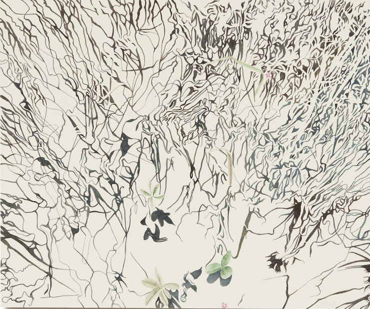 Mýrarskuggar vatnslitur 5, 2015. Vatnslitur á pappír / watercolour on paper on mdf. 50 x 60 cm