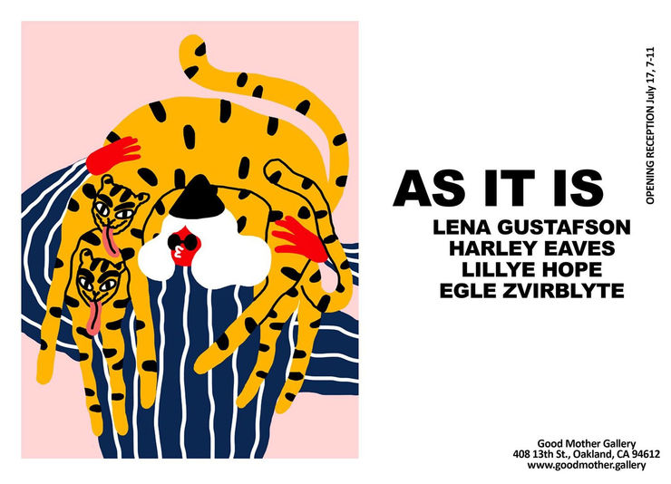 postcard image of show information with a painting of a girl with a leopard around her shoulders