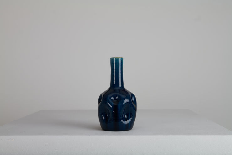 Vintage dark blue Christopher Dresser, Vase.London Front view