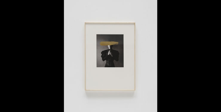 Andrea Torres Balaguer "Hivernacle Clover" Black white and gold self portrait. Archival pigment print with acrylic paint