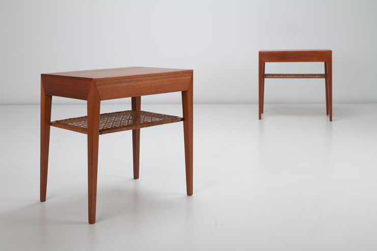 Severin Hansen Jr, Bedside tables in teak, 1960s made by Haslev and retailed by illums bolighus