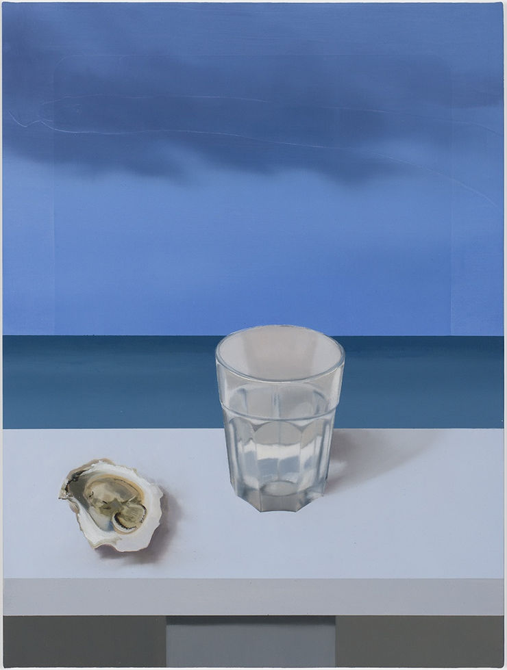 Sarah Pater: Gloaming (oyster and glass of water, relief), 2022