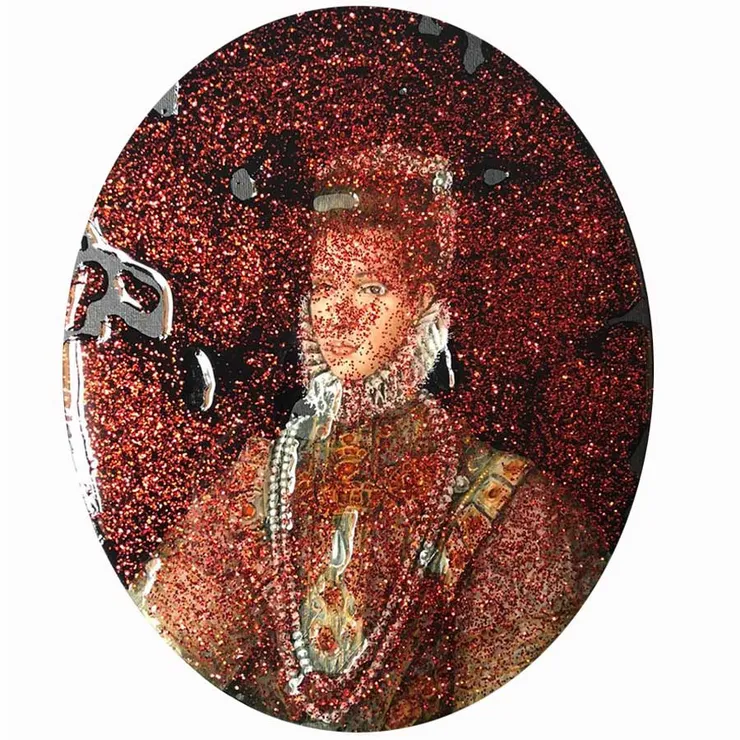 ARMANDO DE LA GARZA Sin título, 2020 Óleo, resina y purpurina sobre lienzo 29,5 x 23,5 cm