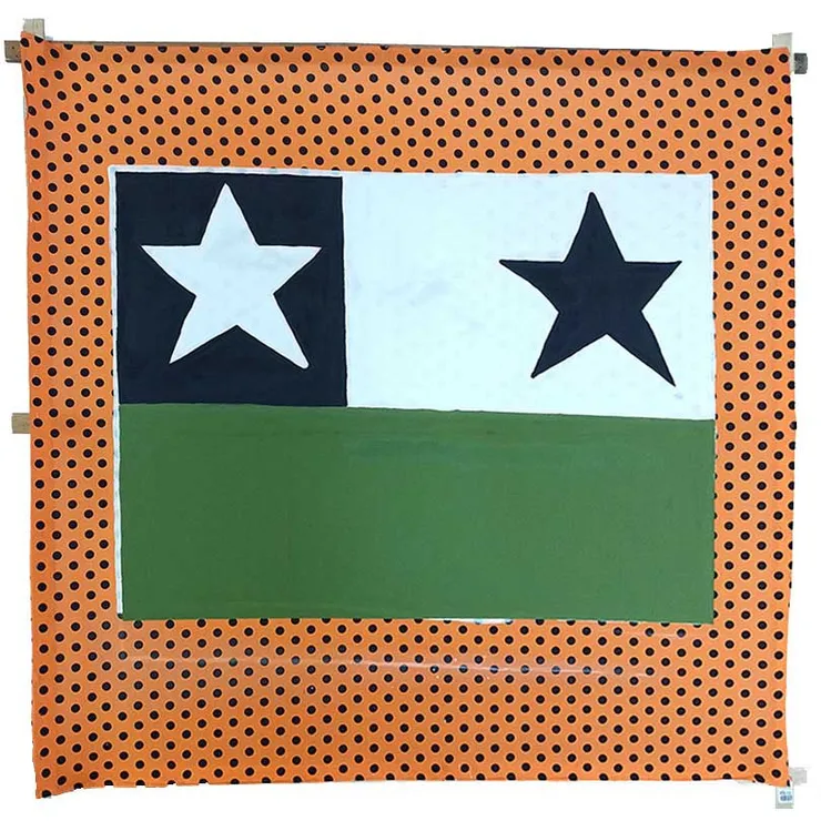 CIRO BELTRÁN Bandera, 2021 Acrílico sobre tela impresa 150 x 150 cm