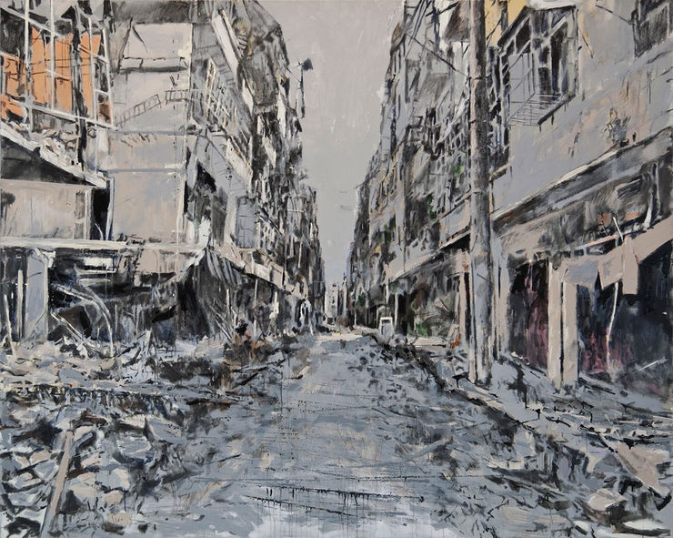 Tammam Azzam, Storeys series, 2015, Acrylic on Canvas, 200 x 250 cm