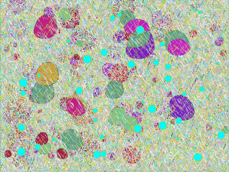 Samia Halaby, Rain, 1992/2019, Kinetic painting produced using the Kinetic Painting Program coded on a PC with a Windows operating system, 6 min, 32 sec. © Courtesy of the artist and Sfeir-Semler Gallery, Beirut / Hamburg